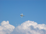 Photo of F/A-18 Hornet Fighter Jet Clouds Sky Bottom