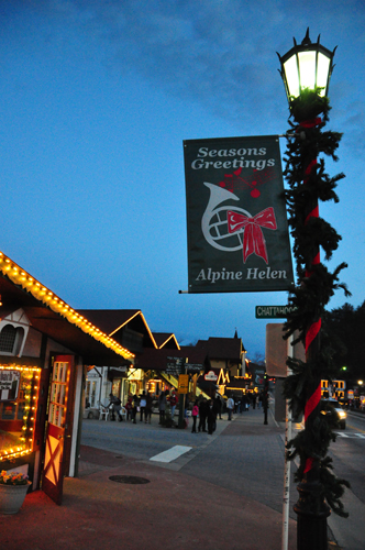 Free Picture: Photo of Christmas on Main Street in Alpine Helen Georgia that has an old world Bavarian Swiss type of feel.