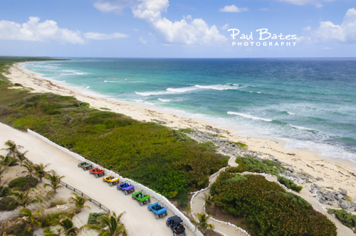 Free Picture: Photo of Punta Sur Ecological Park in Cozumel, Mexico with colorful dune buggies from a Carnival cruise excursion.