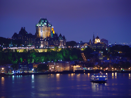 Free Picture: Photo of Chateau Frontenac castle and hotel at night in Quebec City, Canada.