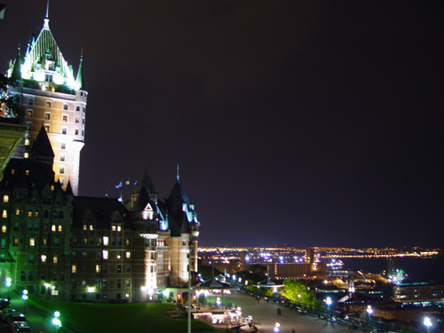 Free Picture: Photo of Chateau Frontenac castle and hotel overlooking the boardwalk near the St. Lawrence River in Quebec City, Canada.