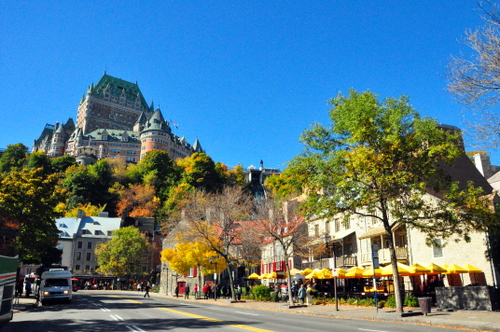 Free Picture: Photo of the grand Hotel Frontenac also known as Chateau Frontenac high above city streets in Quebec City, Canada.