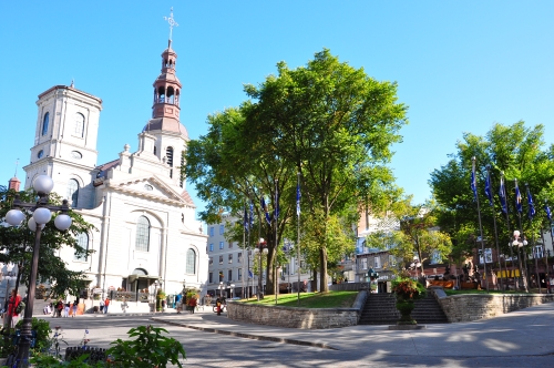 Free Picture: Photo of the street view of the Basilica Cathedral Notre Dame in Old Quebec City.