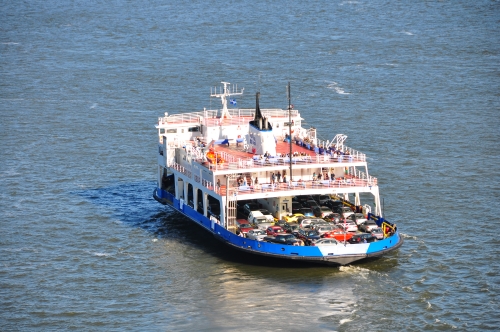 Free Picture: Photo of the ferry boat from Quebec City to Levis loaded with vehicles crossing the St. Lawrence River.