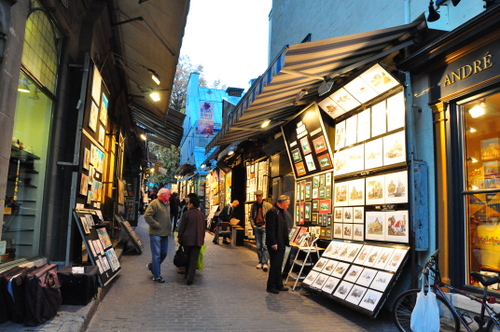 Free Picture: Photo of the Rue du Tresor, a small art alley in Quebec City packed with paintings and artwork for sale by artists.