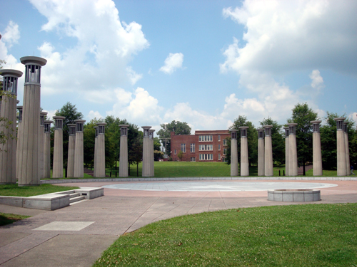 Free Picture: Photo of a circle of columns containing bells at Bicentennial State Park in TN.